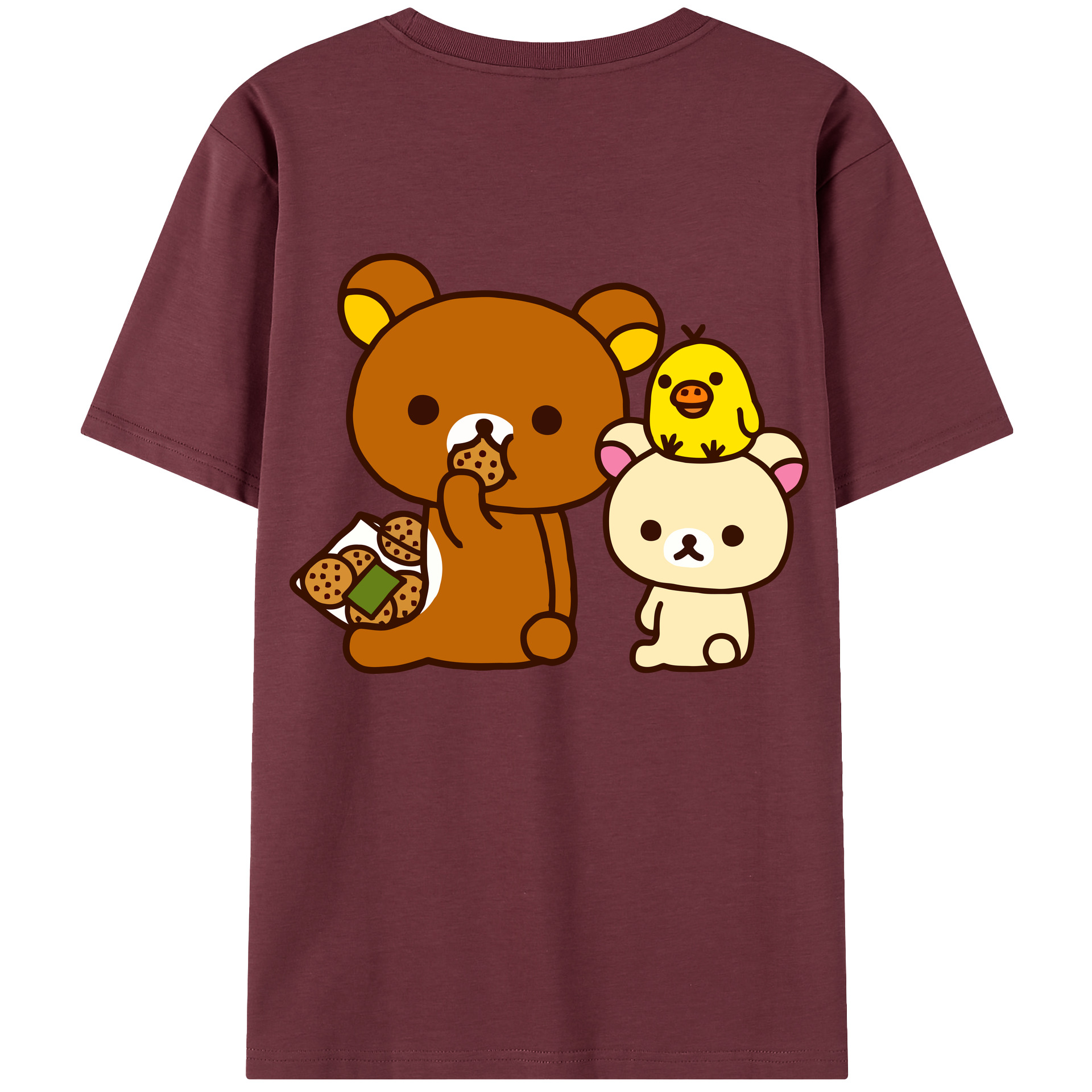 （画像用） リラックマ リラックマ キイロイトリ Rilakkuma Korilakkuma Kiiroitori 綿100％半袖Tシャツ（背面プリント）